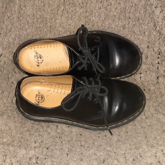 DR. MARTENS-DOCS-1461-AW004-Vintage-Black Smooth Shiny Leather-Sz 37/6-Very Good - Picture 7 of 8